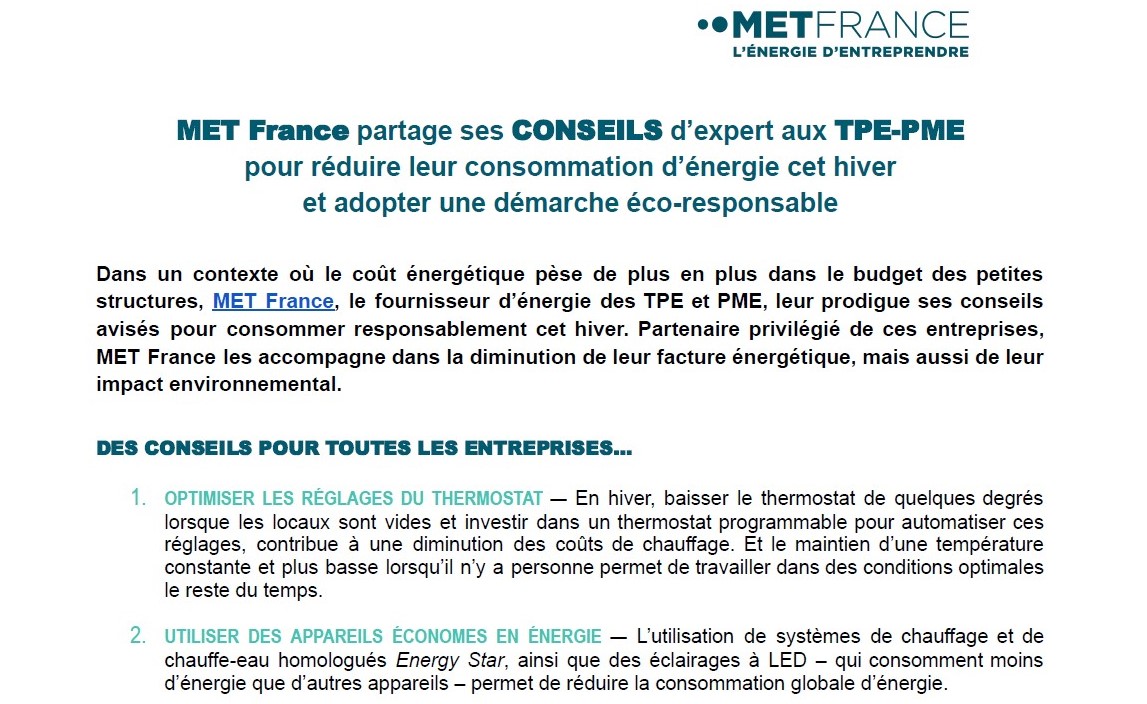 MET France Energy Consumption Tips