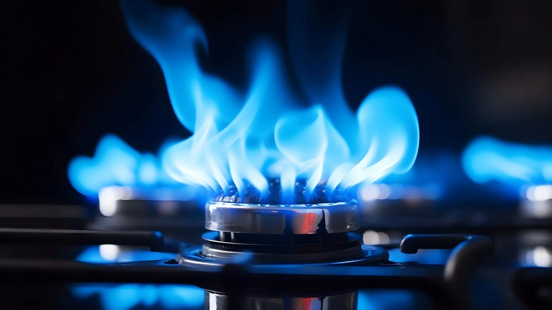 Blue flame burning natural gas