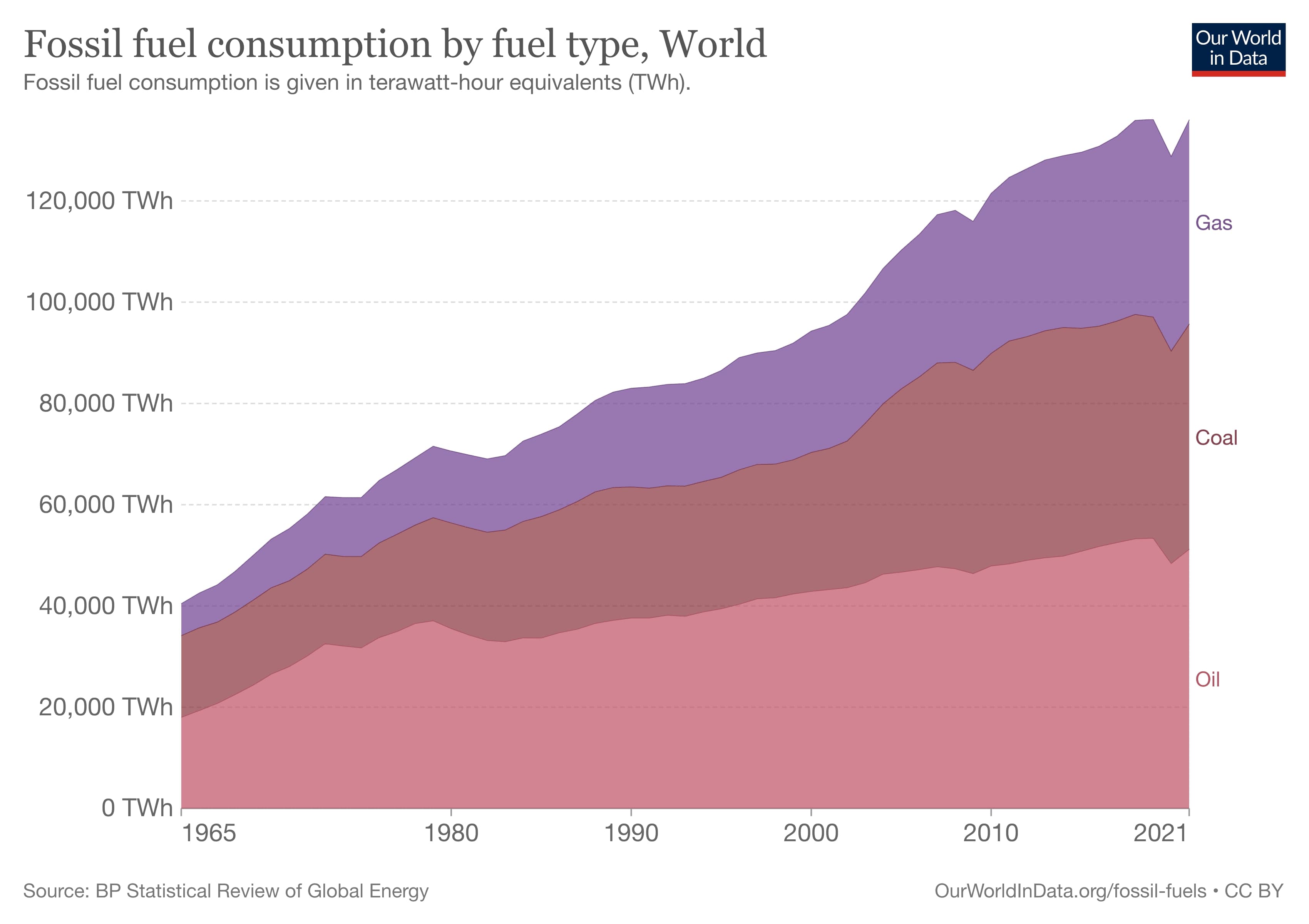 fossil fuel consumption by fuel type